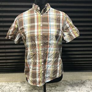 Cherokee Boys Button Front Short Sleeve Collated Cotton‎ Plaid Shirt Large 12/14